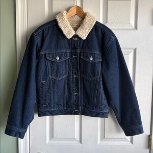 Madewell Dark Blue Sherpa Lined Jean Jacket